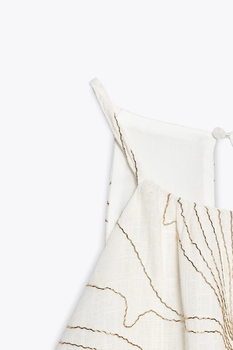 ROBE HALTER BRODERIES FLEURS