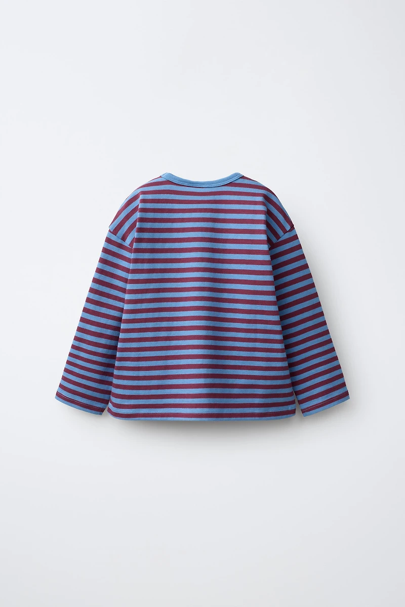 EMBROIDERED HEART STRIPED T-SHIRT