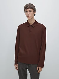 Long sleeve polo shirt with snap button