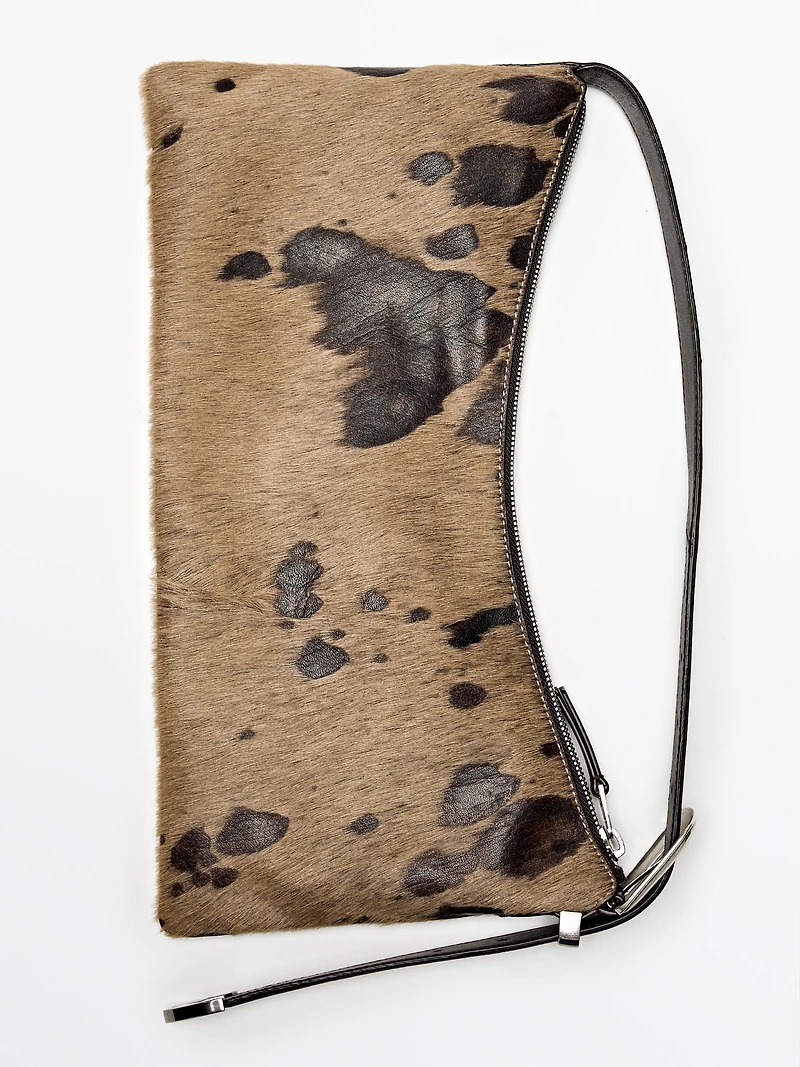 Animal print hair-on leather bag