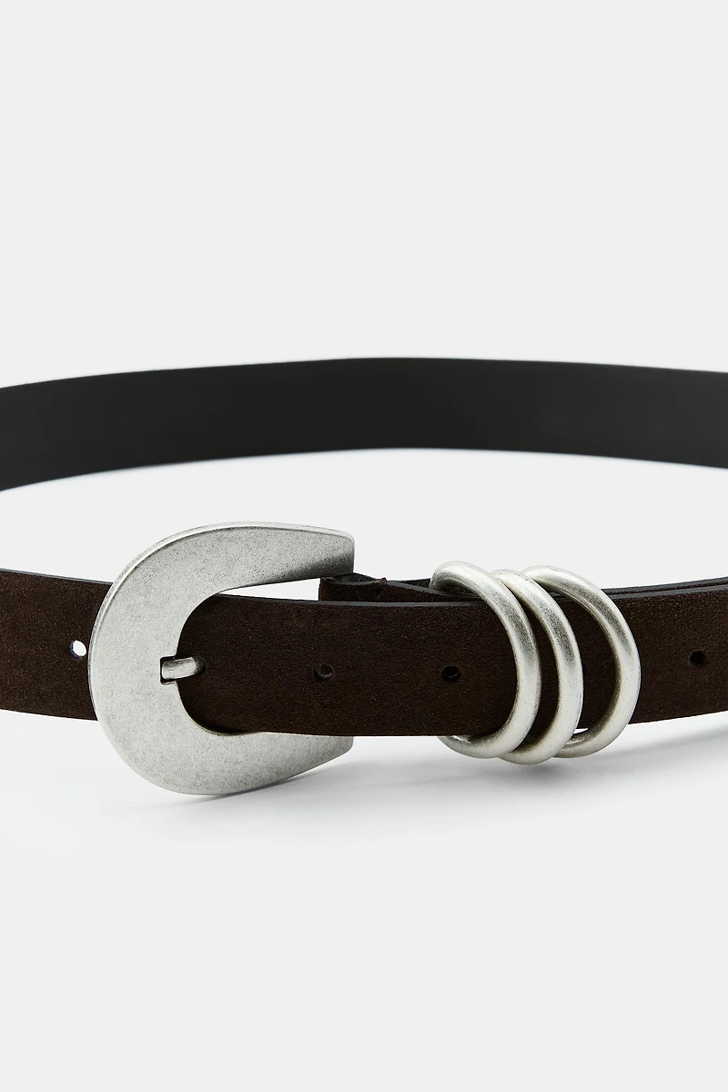 CEINTURE EN CUIR DAIM 100 % TRIPLE PASSANT