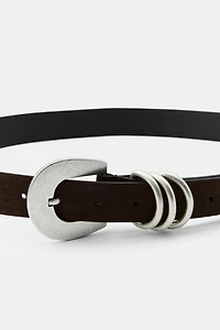 CEINTURE EN CUIR DAIM 100 % TRIPLE PASSANT
