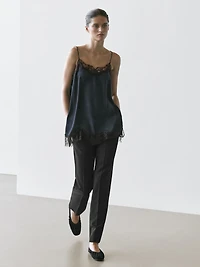 Camisole top with contrast lace detail
