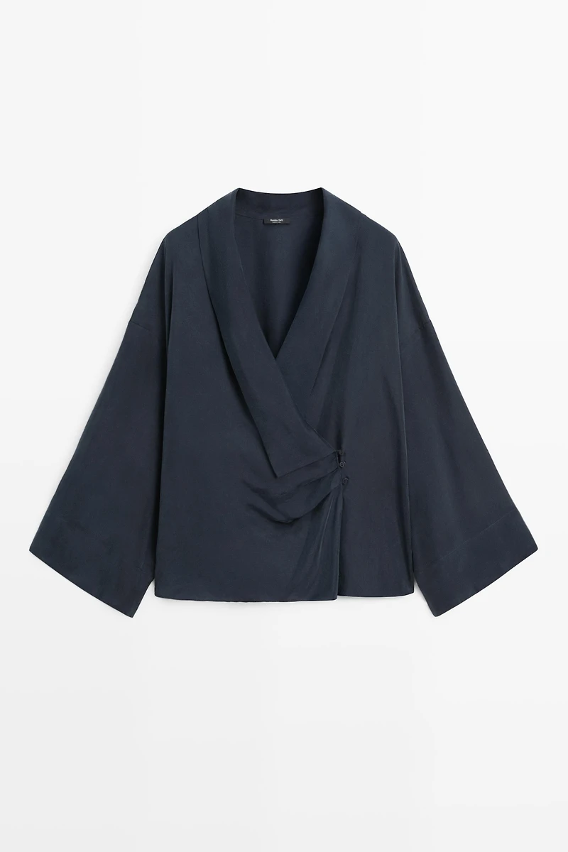 Blouse fluide croisée froncée