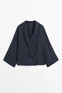 Blouse fluide croisée froncée