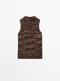 Top à encolure américaine en maille chinée