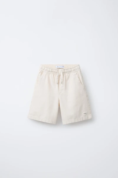 WIDE FIT COTTON SHORTS WITH LABEL