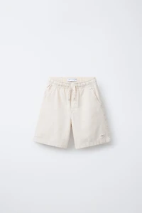 WIDE FIT COTTON SHORTS WITH LABEL