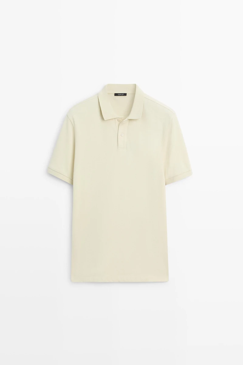 Micro-textured cotton piqué polo shirt