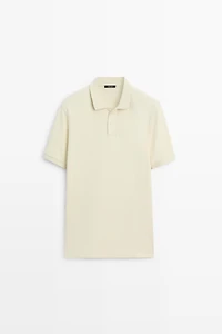 Micro-textured cotton piqué polo shirt