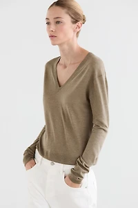 Silk and wool blend knit sweater