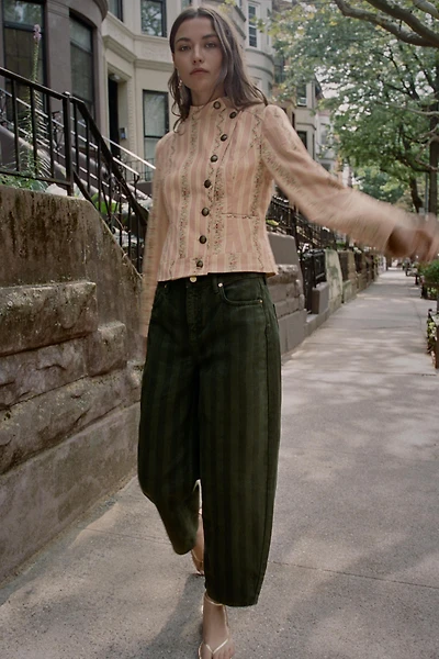 STRIPED FLORAL JACQUARD JACKET