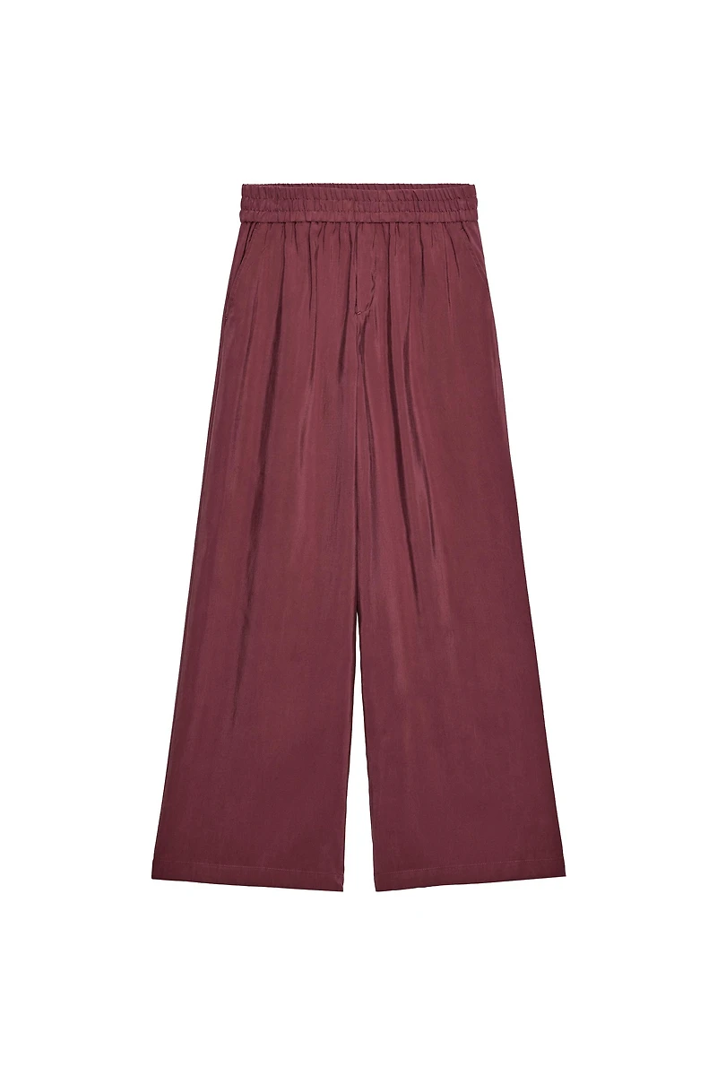 WIDE LEG ELASTIC WAIST PANTS