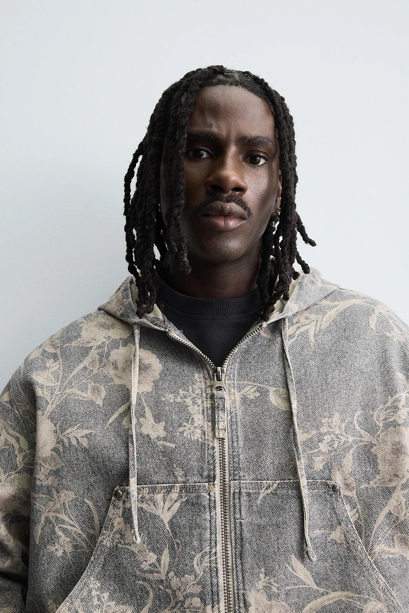 ABSTRACT PRINT DENIM JACKET