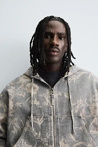 ABSTRACT PRINT DENIM JACKET