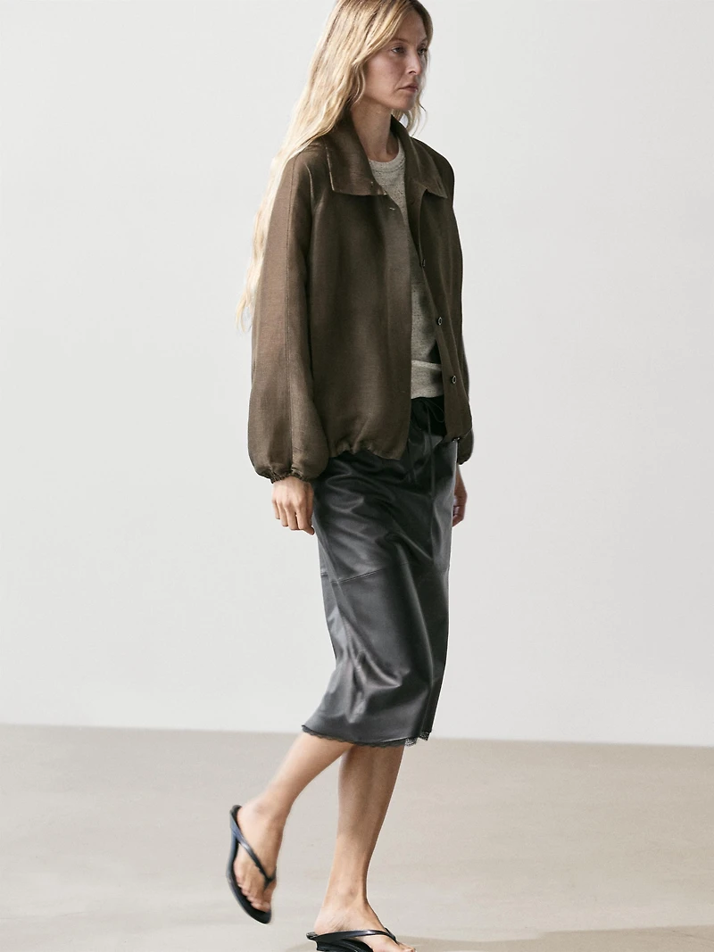 Veste bomber en lin et soie