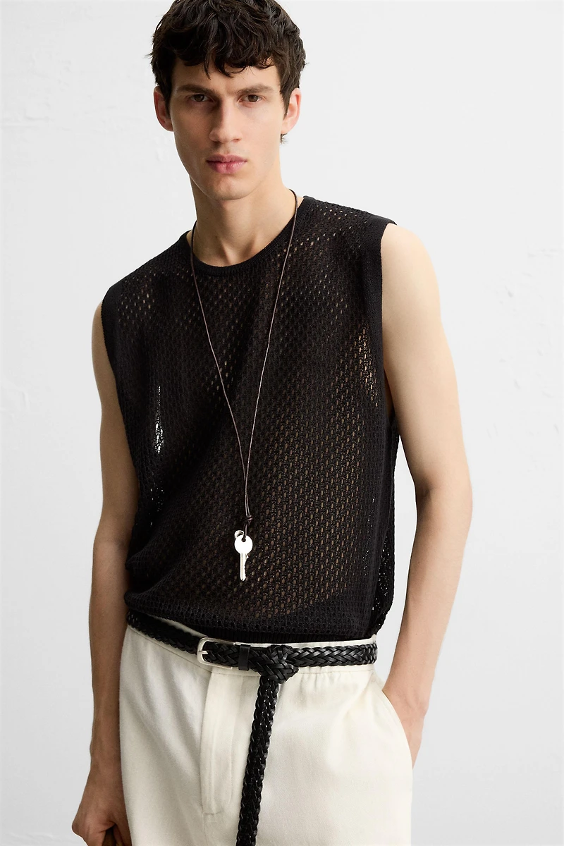GILET EN MAILLE AJOURÉE