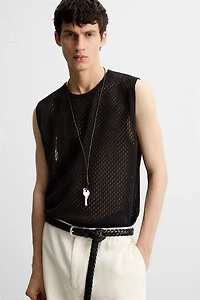 GILET EN MAILLE AJOURÉE
