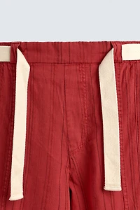 RELAXED FIT STRIPED TEXTURED PANTS