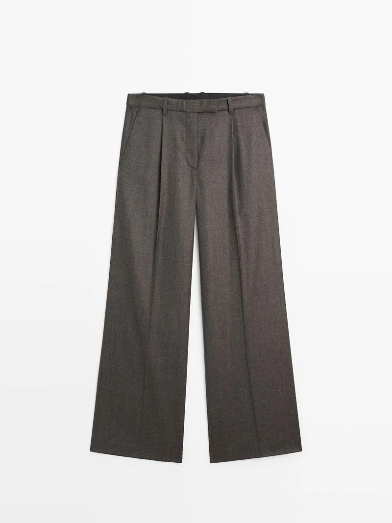 100% wool melange suit trousers