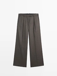 100% wool melange suit trousers
