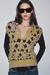 GRADIENT CROCHET KNIT VEST TOP
