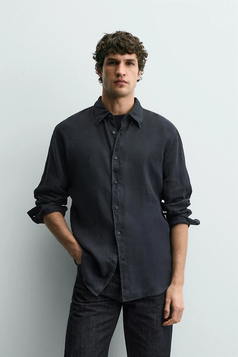 REGULAR FIT 100% LINEN SHIRT