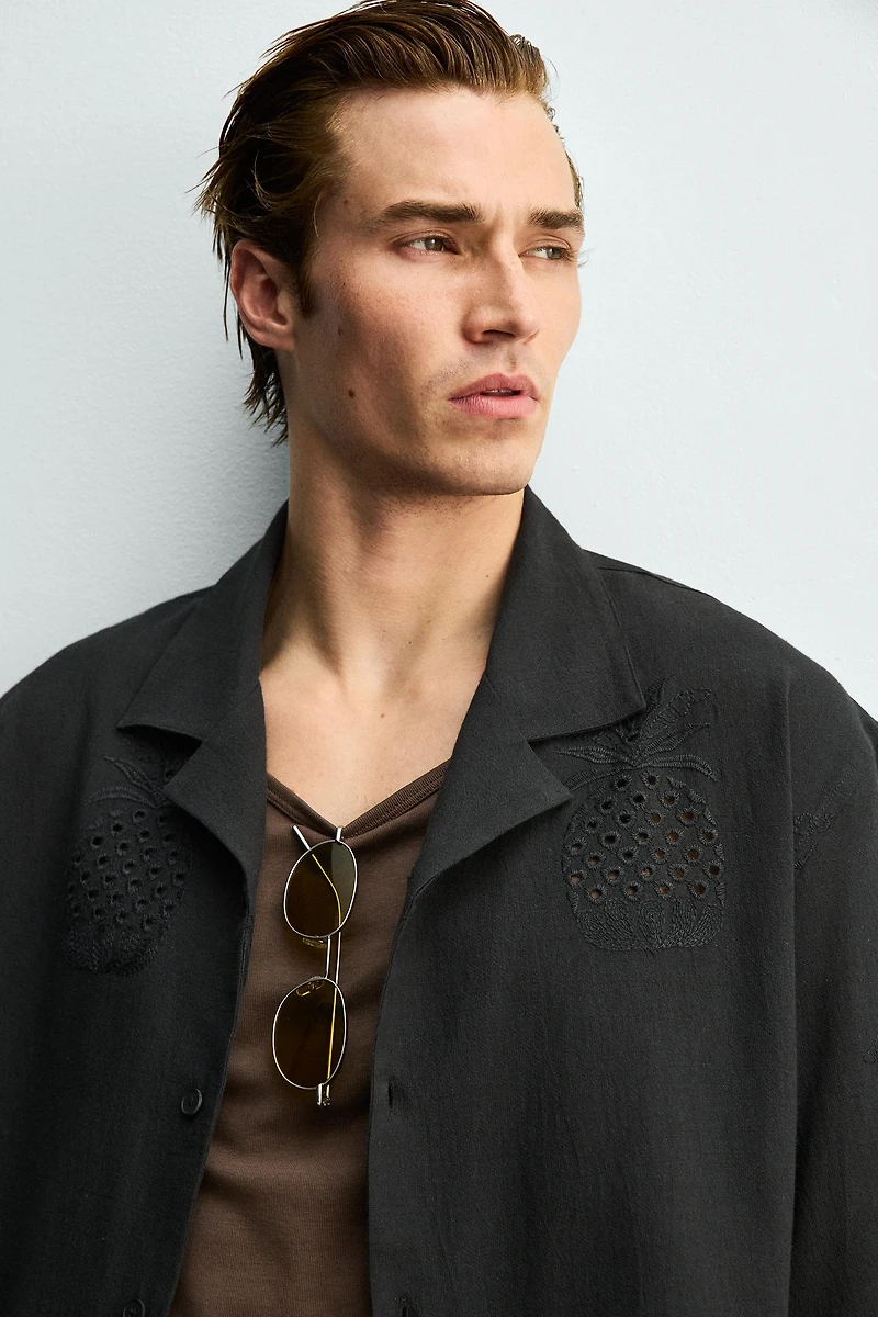 EMBROIDERED EYELET SHIRT