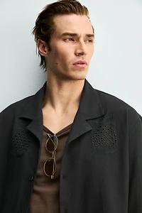 EMBROIDERED EYELET SHIRT