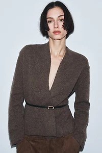 VESTE 100 % LAINE À CEINTURE