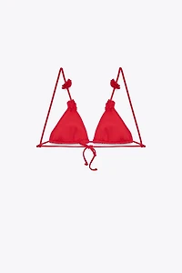 TEXTURED FLOWER TRIANGLE BIKINI TOP