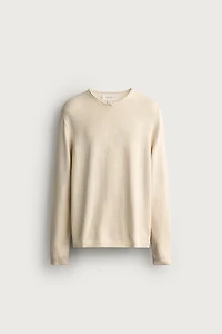RELAXED FIT COTTON V-NECK SWEATER