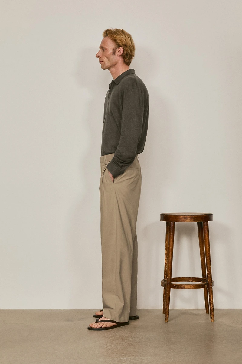 Pantalon popeline à pinces en coton - LIMITED EDITION