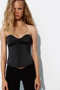 SATIN EFFECT SWEETHEART CORSET TOP