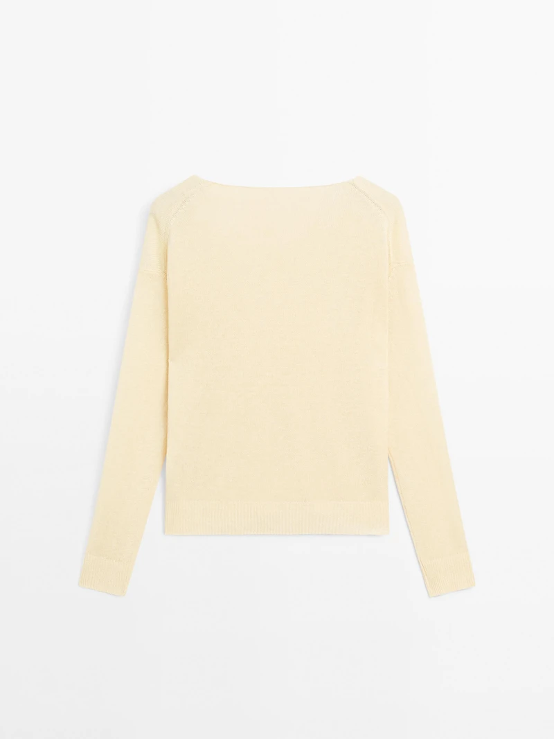 Long sleeve linen knit sweater