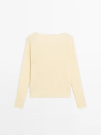 Long sleeve linen knit sweater