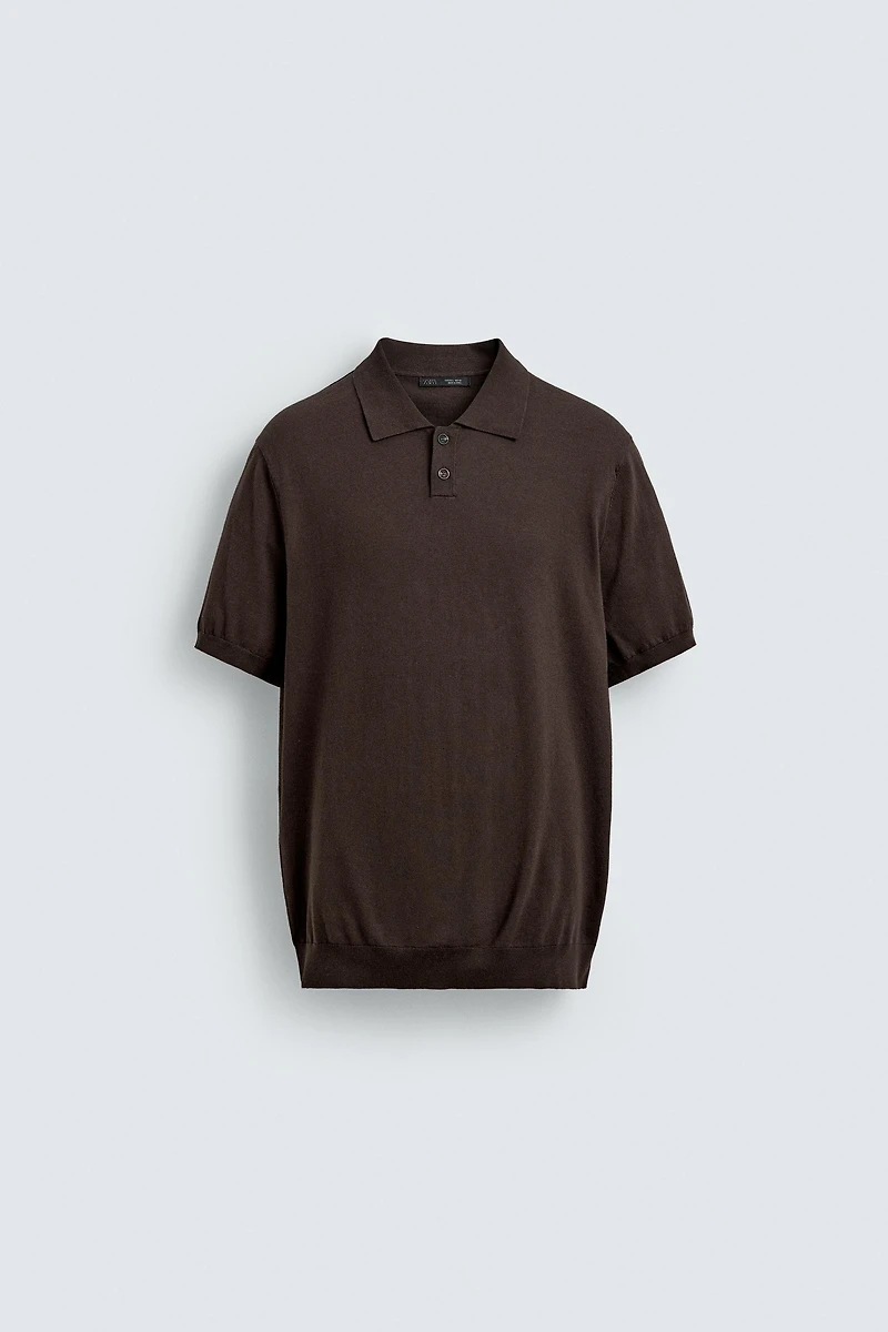 REGULAR FIT COTTON LINEN BLEND KNIT POLO SHIRT
