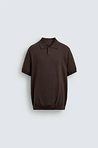 REGULAR FIT COTTON LINEN BLEND KNIT POLO SHIRT