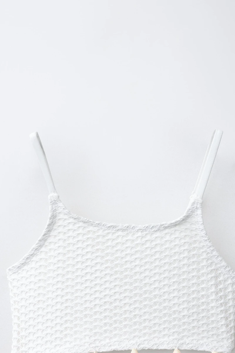 6-14 YEARS/ CROCHET CUT OUT SHELL SWIMSUIT