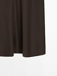 Satin midi skirt with pockets