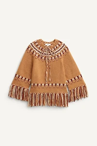 LIMITED EDITION 100% WOOL JACQUARD KNIT PONCHO