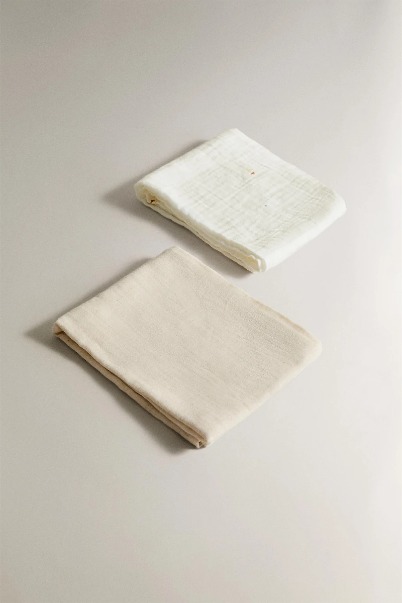EMBROIDERED BABY MUSLIN CLOTHS (PACK OF 2)