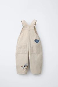EMBROIDERED CORDUROY OVERALLS