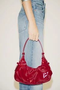 CRACKLE-EFFECT RUCHED BAG