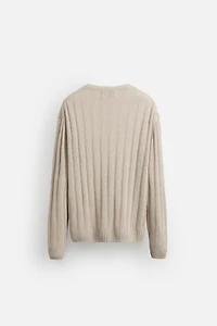 100% LINEN RIBBED SWEATER