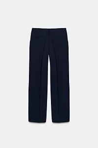 CONTRAST WAIST STRAIGHT LEG PANTS
