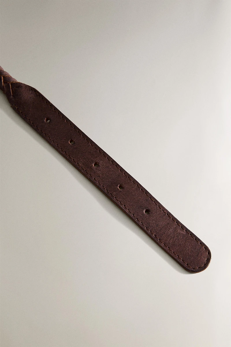 COLLIER CUIR TRESSE CHIENS