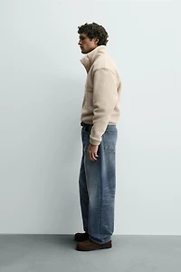 COMBINATION FAUX SHEARLING SWEATSHIRT