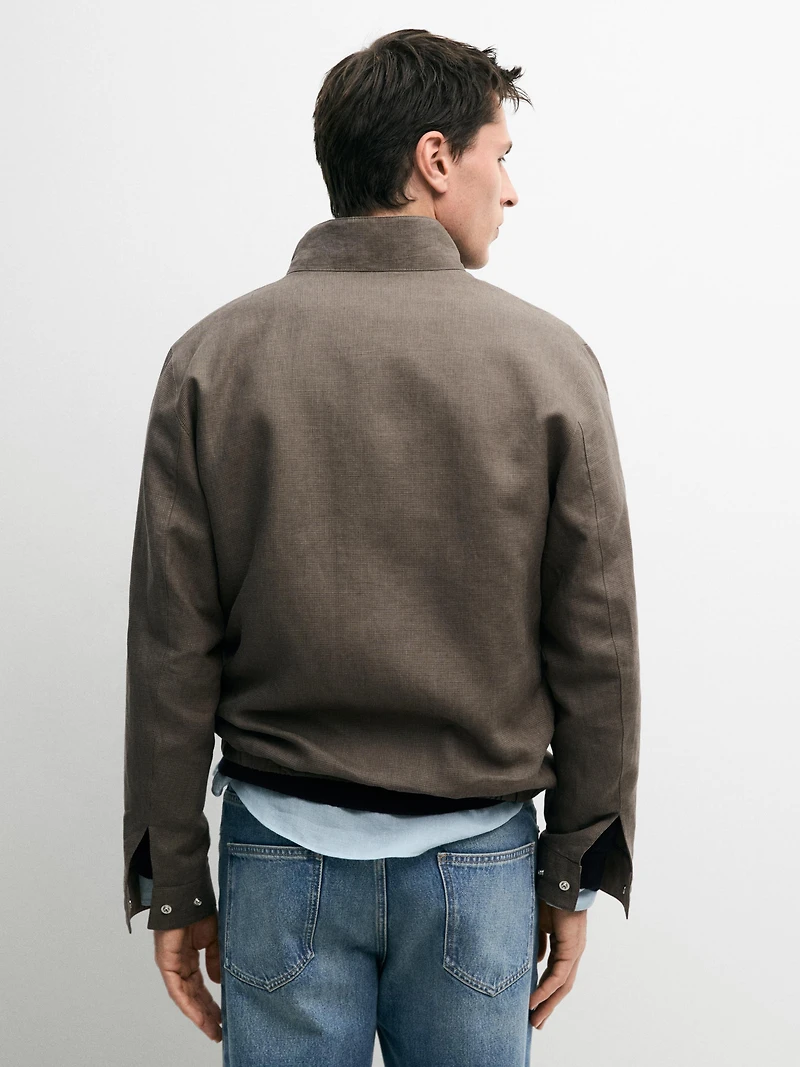 Blouson court réversible en lin mélangé