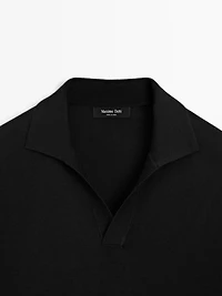 V-neck knit polo sweater